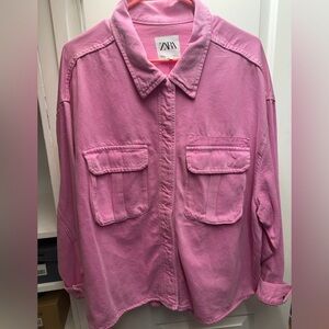 ZARA Vibrant Pink Button-Front Utility Jacket
